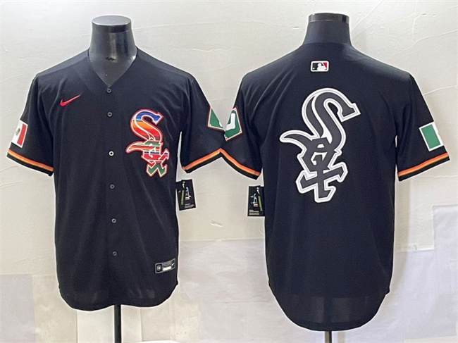 Men's Chicago White Sox Team Big Logo Black Mexico Limited Stitched Jersey 002 Men's Chicago White Sox Team Big Logo Black Mexico Limited Stitched Jersey 002